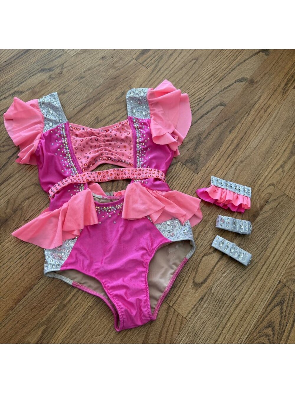 PUMPERS PINK GIRLS COMPETITION DANCE COSTUME JAZZ MUSICAL THEATRE XL CHILD